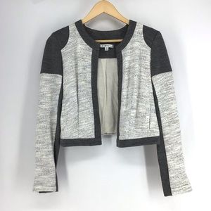 Cabi Grey Shrunken Knit Moto Open Front Jacket